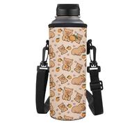 Dolyues Orange Capybara - Portabottiglie per bambini, con fascia regolabile e base antiscivolo, per bottiglie da 1000 ml (Becherhalter)