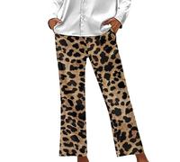 Dolyues Pantaloni da pigiama da donna, morbidi, casual, con tasche, per tutte le stagioni, comodi e comodi, Marrone leopardato., XL