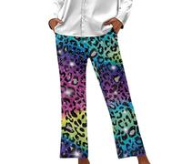 Dolyues Pantaloni da pigiama da donna, morbidi, casual, con tasche, per tutte le stagioni, comodi e comodi, Leopardo colorato., 4XL