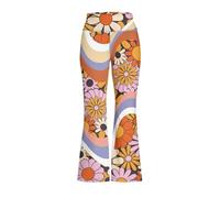 Dolyues Pantaloni da yoga a vita alta Bootcut svasati leggings per bambini età 5-14 anni, Fiori colorati a spirale hippie, 13-14 Anni