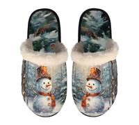 Dolyues Pantofole comode in memory foam per donne e uomini, calde pantofole da casa, sandali senza lacci, Pupazzo di neve, Medium