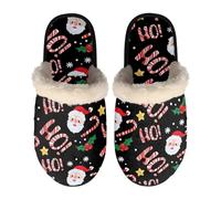 Dolyues Pantofole da donna comode e accoglienti pantofole antiscivolo con retro in gomma per interni, Nero Santa Ho, Small