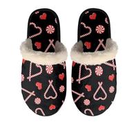 Dolyues Pantofole da donna comode e accoglienti pantofole antiscivolo con retro in gomma per interni, Cuore Caramella Nero, Medium