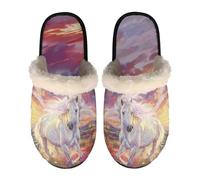 Dolyues Pantofole da donna e uomo, unisex, senza lacci, per interni, con suola in gomma antiscivolo, Cavallo colorato., X-Small