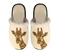 Dolyues Pantofole da donna e uomo, unisex, senza lacci, per interni, con suola in gomma antiscivolo, Giraffa, large