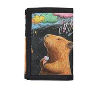 Dolyues Portafogli a tre pieghe pochette porta carte di credito tasca portamonete con finestra ID per scuola, attività all'aperto, viaggi, Carino Capibara