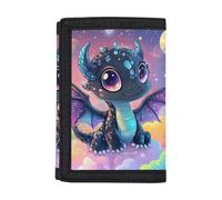 Dolyues Portafogli a tre pieghe pochette porta carte di credito tasca portamonete con finestra ID per scuola, attività all'aperto, viaggi, Drago nero.