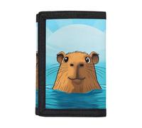 Dolyues Portafogli a tre pieghe pochette porta carte di credito tasca portamonete con finestra ID per scuola, attività all'aperto, viaggi, Capibara