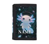 Dolyues Portafoglio a tre ante personalizzato per bambini carino portafoglio porta carte di credito tasca per contanti per adolescenti età 7-10, Aggiungi il tuo nome su Axolotl Print