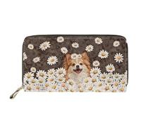 Dolyues Portafoglio lungo da donna con cerniera, carta di credito, contanti, portamonete, Daisy Chihuahua, Classico