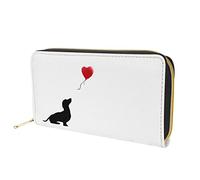 Dolyues Portafoglio lungo da donna con cerniera, carta di credito, contanti, portamonete, Palloncino Bassotto, Classico