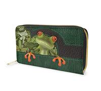 Dolyues - Portafoglio lungo da donna con cerniera, porta carte di credito e contanti con tasca per monete, Classico