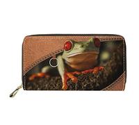 Dolyues Portafoglio lungo da donna in pelle PU con slot multiplo, porta carte di credito con cerniera portamonete e contanti, regalo da donna, Simpatico design a rana, Classico