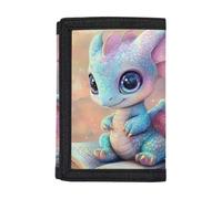 Dolyues Portafoglio per bambini | Organizzatore a tre ante in poliestere 600D | Regalo personalizzabile per ragazzi e ragazze, Stampa Baby Dragon