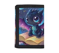 Dolyues Portafoglio per bambini | Organizzatore a tre ante in poliestere 600D | Regalo personalizzabile per ragazzi e ragazze, Drago Nero