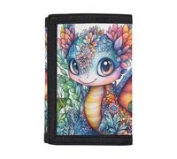 Dolyues Portafoglio per bambini | Poliestere 600D Trifold | Regalo personalizzabile per ragazzi e ragazze, Drago foglia