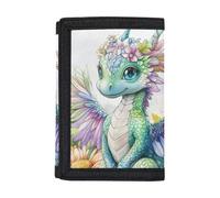 Dolyues Portafoglio per bambini | Poliestere 600D Trifold | Regalo personalizzabile per ragazzi e ragazze, Drago Fiore