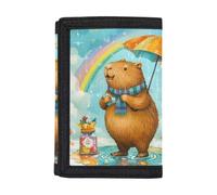 Dolyues Portafoglio per bambini serie Capybara | Trifold in poliestere 600D | Blocco RFID e nome personalizzato, Cartone animato Capibara