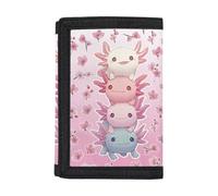 Dolyues Portamonete a tre ante per bambini, personalizzabile con nome, per viaggi e ritorno a scuola, Axolotl Fiore