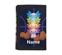 Dolyues Portamonete a tre ante per bambini, personalizzabile con nome, per viaggi e ritorno a scuola, Aggiungi il tuo nome su Basketball Axolotl