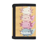 Dolyues Portamonete a tre ante per bambini, personalizzabile con nome, per viaggi e ritorno a scuola, Aggiungi il tuo nome su Axolotl