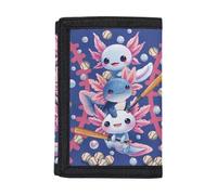 Dolyues Portamonete a tre ante per bambini, personalizzabile con nome, per viaggi e ritorno a scuola, Bassball Axolotl