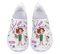Dolyues Scarpe da corsa da donna, leggere, da jogging, con lacci, taglia 35 EU-45 EU, Motivo infermiera bianca, 40 EU