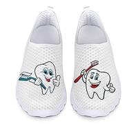 Dolyues Scarpe da corsa da donna, leggere, da jogging, con lacci, taglia 35 EU-45 EU, White Tooth, 41 EU