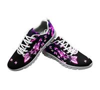 Dolyues Scarpe da ginnastica casual da donna con lacci traspiranti e comode, sportive e atletiche, farfalla viola, 39.5 EU
