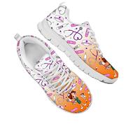 Dolyues Scarpe da ginnastica casual da donna con lacci traspiranti e leggeri e comode, sportive, Modello Infermiera Bianco Arancione, 37 EU