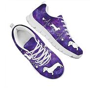 Dolyues Scarpe da ginnastica da corsa da donna casual sportive a piedi con lacci, Galassia battito cardiaco bassotto, 41.5 EU