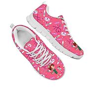 Dolyues Scarpe da ginnastica da corsa da donna con stampa leopardata marrone vintage casual e leggero con lacci, Design rosso rosa, 40.5 EU