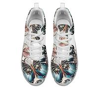 Dolyues Scarpe da ginnastica da corsa da donna con stampa leopardata marrone vintage casual traspirante leggero stringate, Design a farfalla., 39 EU