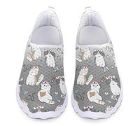 Dolyues Scarpe sportive da donna, in rete, traspiranti, da corsa, scarpe da lavoro da donna, taglia 36-44, Stampa gatto infermiera grigio nero, 38 EU