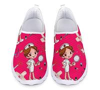 Dolyues Scarpe sportive da donna, in rete, traspiranti, da corsa, scarpe da lavoro da donna, taglia 36-44, Stampa infermiera rosa acceso, 40 EU