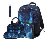 Dolyues Set di 4 zaini e portapranzo per ragazzi di quarta elementare per il rientro a scuola per bambini elementari borse per libri età 8-10, Drago, Zaino daypack