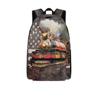 Dolyues Zaini per ragazzi di età compresa tra 8 e 10 anni, leggero, per libri elementari, ergonomici, di quarta elementare, borse per libri per bambini, Bandiera americana del treno, Zaino daypack