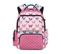 Dolyues Zaino da ragazza età 8-10 Kawaii Back to School Borse per libri elementari per bambini di 2 ° grado Zaini da viaggio, Farfalla Pois, Zaino daypack