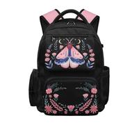Dolyues Zaino da ragazza età 8-10 Kawaii Back to School Borse per libri elementari per bambini di 2 ° grado Zaini da viaggio, Farfalla Rosa Nero, Zaino daypack