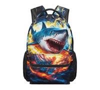 Dolyues Zaino elementare per ragazzi Bookbag per bambini dai 8 ai 10 anni Zaino da viaggio leggero di terza elementare, Motivo squalo., Zaino daypack