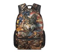 Dolyues Zaino elementare per ragazzi Bookbag per bambini dai 8 ai 10 anni Zaino da viaggio leggero di terza elementare, Wolf Camo, Zaino daypack