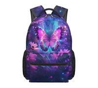 Dolyues Zaino Kawaii di 1 ° grado per ragazza elementare età 6-8 borse per libri scolastici per bambini zaini da viaggio di grande capacità, farfalla viola, Zaino daypack