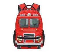 Dolyues Zaino per libri da calcio per ragazzi di terza elementare per bambini elementari dai 10 ai 12 anni, grande capacità, per il ritorno a scuola, Red Fire Engine, Zaino daypack