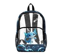 Dolyues Zaino trasparente per bambini, per eventi allo stadio, resistente, grande, per ragazzi e ragazzi, Axolotl Blu, Zaino daypack