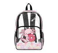 Dolyues Zaino trasparente per bambini, resistente, con fiori di capibara per la scuola, per la scuola, Axolotl Ciambelle Rosa, Zaino daypack