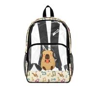 Dolyues Zaino trasparente per bambini, resistente, con fiori di capibara per la scuola, per la scuola, Acqua Rat Musica, Zaino daypack
