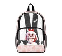 Dolyues Zaino trasparente per bambini, resistente, con fiori di capibara per la scuola, per la scuola, Stampa fiocco gatto, Zaino daypack