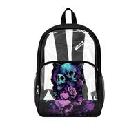 Dolyues Zaino trasparente per la scuola carino borsa per libri per eventi stadio, zaini per bambini resistenti per ragazze con fondo rinforzato, Rose Teschio Goth, Zaino daypack