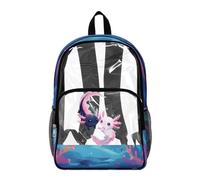 Dolyues Zaino trasparente per ragazze, per scuola, stadio, eventi, borse per libri elementari, resistenti, per bambini, Simpatica stampa Axolotl, Zaino daypack
