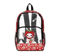 Dolyues Zaino trasparente per ragazze, per scuola, stadio, eventi, borse per libri elementari, resistenti, per bambini, Red Axolotl Fragola, Zaino daypack